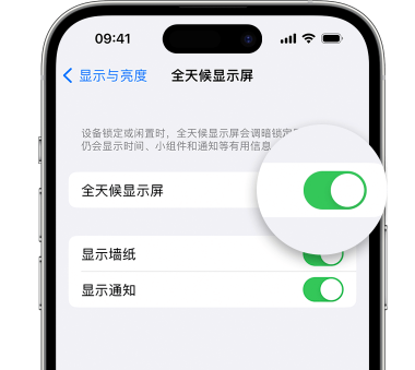 诏安苹果15预约维修分享iPhone15如何设置全天候显示屏幕可见 